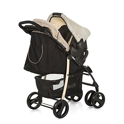 Hauck Shopper SLX trioset - Coche de bebes 3 piezas de capazo, de 0 meses hasta 25 kg, botellero, facil y comodo plegado, sillita y grupo 0+, negro/beige