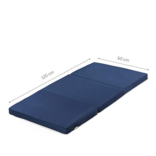 Hauck Sleeper 60 x 120 cm, colchón de espuma 6cm de grossor, para cunas de viaje, plegable en 3 partes, incluida bolsa de transporte, Navy (azul)