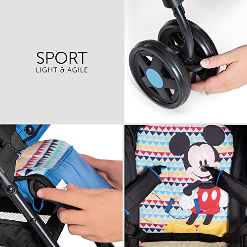 Hauck Sport Silla de paseo ligera y practica para bebes de 0 meses hasta 15 kg, sistema de arnés de 5 puntos, respaldo reclinable, plegable, Azul (Mickey Geo blue)