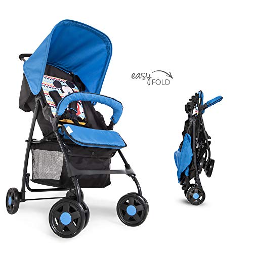 Hauck Sport Silla de paseo ligera y practica para bebes de 0 meses hasta 15 kg, sistema de arnés de 5 puntos, respaldo reclinable, plegable, Azul (Mickey Geo blue)