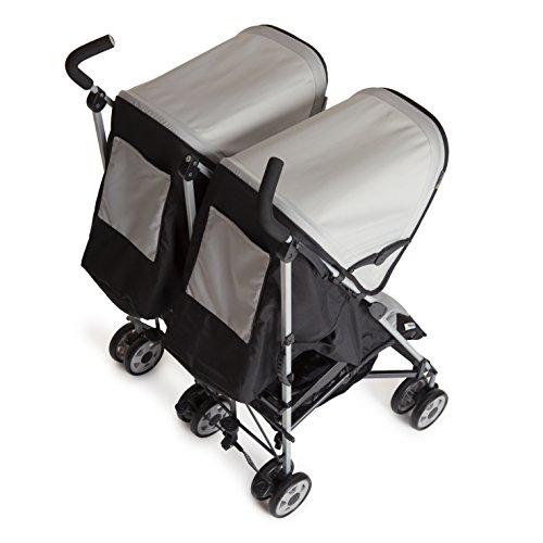 Hauck Turbo Duo - silla gemelar para gemelos y hermanos de 0 meses (combinable con capazo blando Carrycoat 2en1) a 2 x 15kg/ ancho 75cm/ ligera/plegable compacto/gris negro