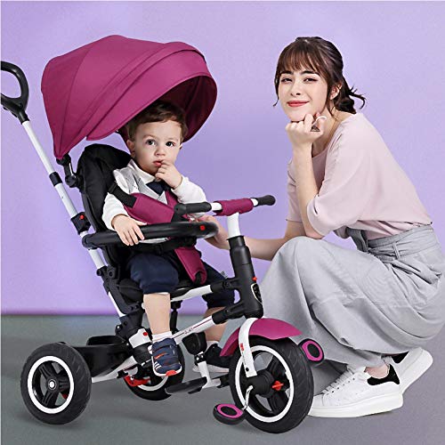 HBSC 3 EN 1 Triciclo para Baby niños Carro de Bebe, Marco Plegable, Suave y cómodo paño Oxford 600D, Adecuado para bebés de 1-6 años 1bicycle Regalo Blue2