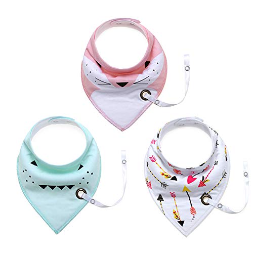 HBselect 3 PCS Baberos Bandana Bebe Niñas Algodon Baberos Con Cadenas Chupetes Baberos Bebe Recien Nacido Baberos Para Niños (multicolor 2)