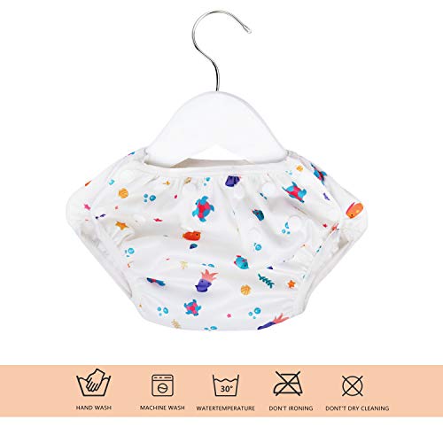 HBselect Bañador Pañal Bebe Niña Reutilizable 0-24 Meses Tamaño Ajustable,2 Piezas Pañales Bañadores De Tela Impermeables Dibujo Animado