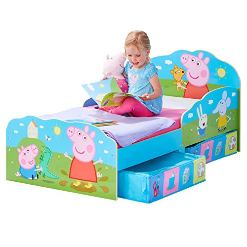 Hello Home Cama Infantil de Madera con Cajón Inferior, Rosa, 142 x 77 x 63 cm