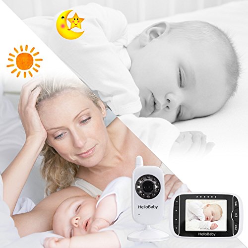 HelloBaby HB32 Monitor Inalámbrico de Vídeo con Cámara Digital, Vigilancia de la Temperatura de Visión Nocturnay 2 Way Talkback System