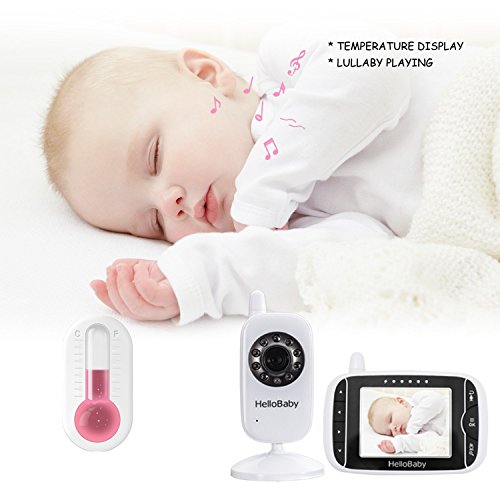 HelloBaby HB32 Monitor Inalámbrico de Vídeo con Cámara Digital, Vigilancia de la Temperatura de Visión Nocturnay 2 Way Talkback System