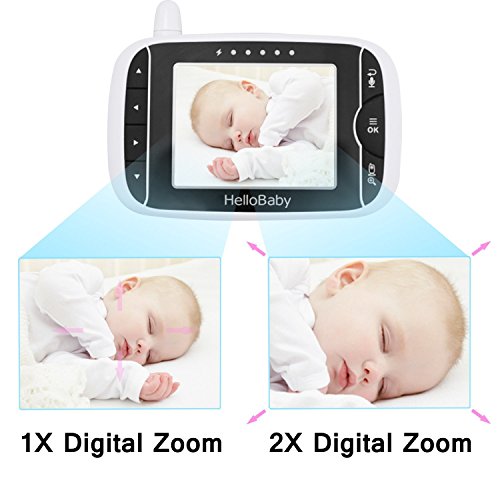 HelloBaby HB32 Monitor Inalámbrico de Vídeo con Cámara Digital, Vigilancia de la Temperatura de Visión Nocturnay 2 Way Talkback System