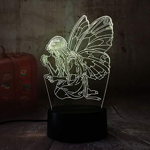 Hermosa mariposa hada Luz nocturna de fútbol 3D, ilusión óptica LED lámpara de noche Lámpara de mesa USB, el mejor juguete de regalo para niños Cumpleaños de Navidad