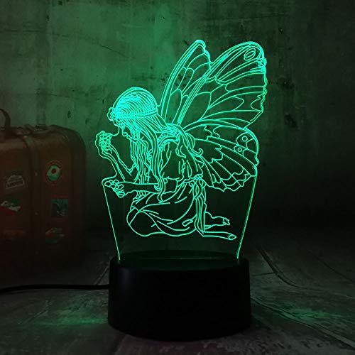 Hermosa mariposa hada Luz nocturna de fútbol 3D, ilusión óptica LED lámpara de noche Lámpara de mesa USB, el mejor juguete de regalo para niños Cumpleaños de Navidad