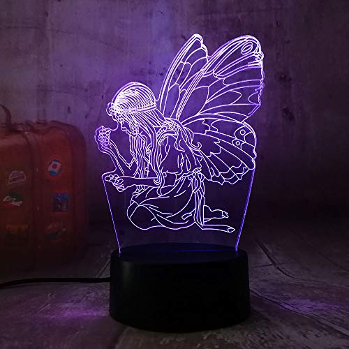 Hermosa mariposa hada Luz nocturna de fútbol 3D, ilusión óptica LED lámpara de noche Lámpara de mesa USB, el mejor juguete de regalo para niños Cumpleaños de Navidad