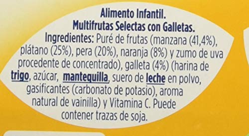 Hero Baby Fruta Tarrinas de Puré Multifrutas Selectas con Galletas para Bebés a partir de 4 meses Pack de 6 de 4x100 g