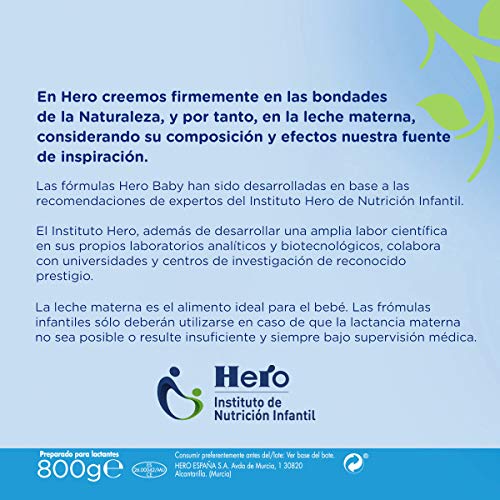 Hero Baby Leche Nutrasense, 1 - 0 a 6 Meses - 800 g