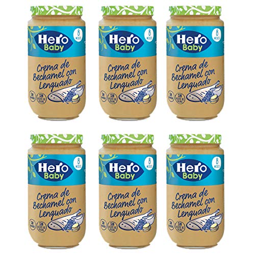 Hero Baby Lenguado con Crema de Bechamel Tarritos de Puré para Bebés a partir de 8 meses Pack de 6 x 235 g