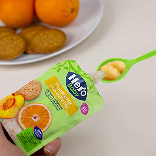 Hero Baby Mi Fruta - Bolsita de Fruta con Naranja, Plátano y Galleta, Sin Azúcares Añadidos, para Bebés a Partir de los 12 Meses - Pack de 18 x 100 g