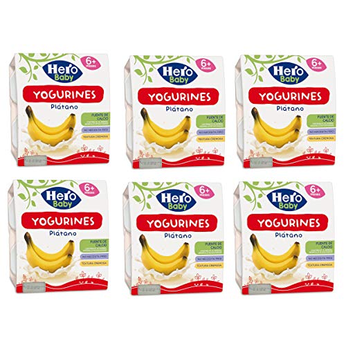 Hero Baby Yogurines Tarrinas de Yogur de Plátano para Bebés a partir de 6 meses Pack de 6 de 4x100 g