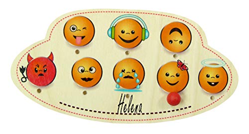 Hess 15446 – Placa de madera, emojis, aprox. 20 x 10 cm), multicolor