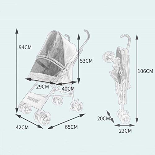 HFJKD Cochecitos de Perro Cochecito de Gato Cochecito de bebé, 4 Ruedas Cochecito de Paseo Plegable Silla de Paseo Cochecito, Freno Trasero, Plegado rápido, Carga máxima 10 kg