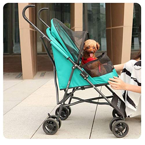 HFJKD Cochecitos de Perro Cochecito de Gato Cochecito de bebé, 4 Ruedas Cochecito de Paseo Plegable Silla de Paseo Cochecito, Freno Trasero, Plegado rápido, Carga máxima 10 kg