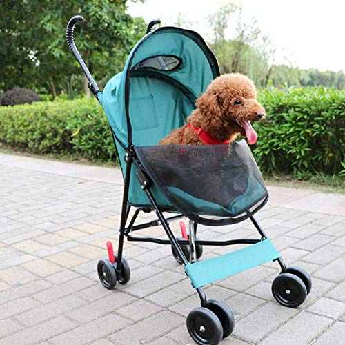 HFJKD Cochecitos de Perro Cochecito de Gato Cochecito de bebé, 4 Ruedas Cochecito de Paseo Plegable Silla de Paseo Cochecito, Freno Trasero, Plegado rápido, Carga máxima 10 kg