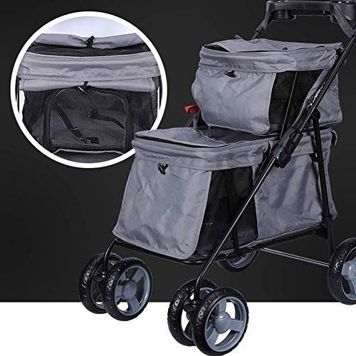 HFJKD Cochecitos de Perro Cochecito de Gato Cochecito de bebé, para Viajar | Silla de Paseo para discapacitados | 2 Ruedas giratorias Delanteras y Freno Trasero