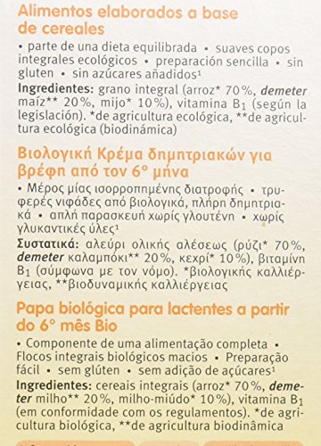 Holle Papilla 3 Cereales (+6 meses) SIN GLUTEN - Paquete de 6 x 250 gr - Total: 1500 gr