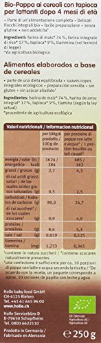 Holle Papilla de Maíz con Tapioca (+4 meses) SIN GLUTEN - Paquete de 6 x 250 gr - Total: 1500 gr