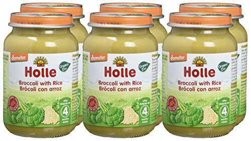 Holle Potito de Brócoli con Arroz Integral (+6 meses) - Paquete de 6 x 190 gr - Total: 1140 gr