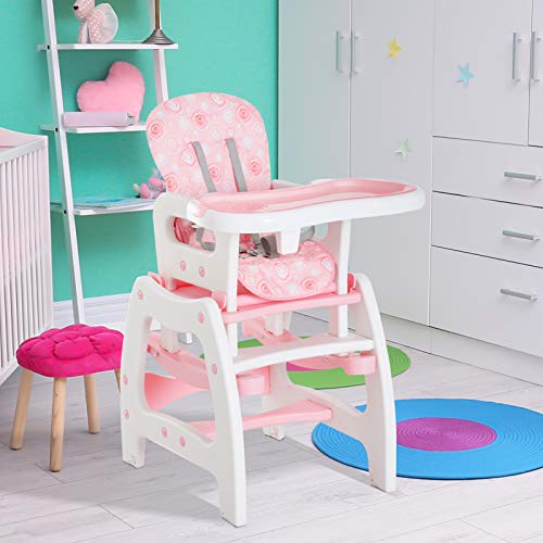 HOMCOM 3 en 1 Sillita Trona Mecedora Balancin Bebe Convertible Multifuncional Infantil