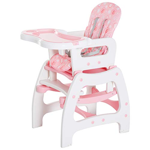 HOMCOM 3 en 1 Sillita Trona Mecedora Balancin Bebe Convertible Multifuncional Infantil