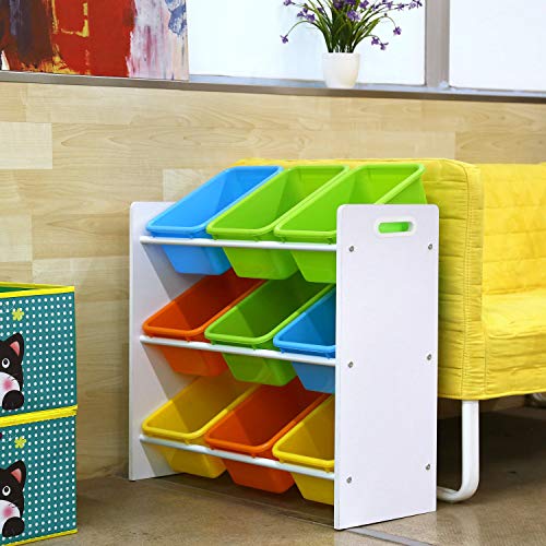 Homfa Estantería Infantil para Juguetes Libros Organizador Infantil de Juguetes Almacenamiento Juguetes con 9 Cajones 65 x 26.5 x 60cm