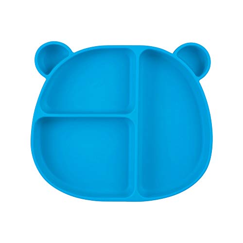 Homvik Plato de Silicona con Ventosa para Bebé Mantel Individual para Bebe Niños Plato Antideslizante Plato de Alimentación para BLW (Azul)