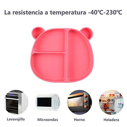 Homvik Plato de Silicona con Ventosa para Bebé Mantel Individual para Bebe Niños Plato Antideslizante Plato de Alimentación para BLW (Rosa)