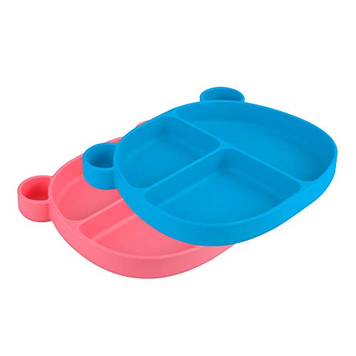 Homvik Plato de Silicona con Ventosa para Bebé Mantel Individual para Bebe Niños Plato Antideslizante Plato de Alimentación para BLW (Rosa)