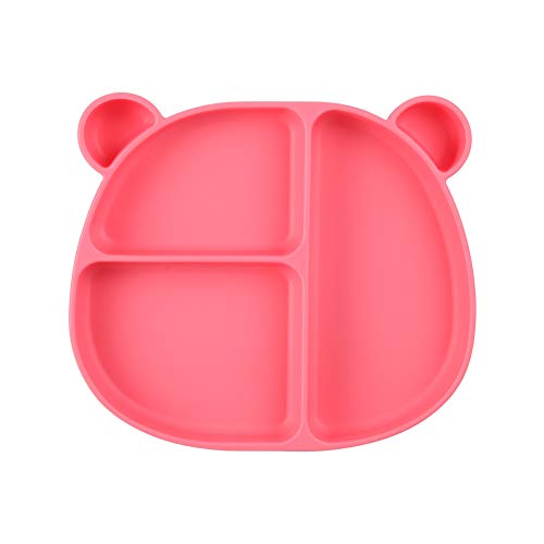 Homvik Plato de Silicona con Ventosa para Bebé Mantel Individual para Bebe Niños Plato Antideslizante Plato de Alimentación para BLW (Rosa)