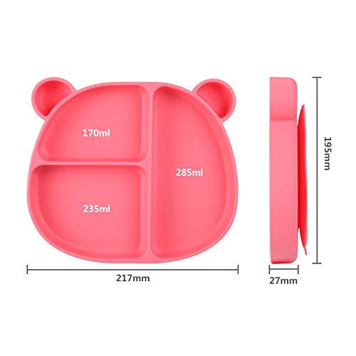 Homvik Plato de Silicona con Ventosa para Bebé Mantel Individual para Bebe Niños Plato Antideslizante Plato de Alimentación para BLW (Rosa)