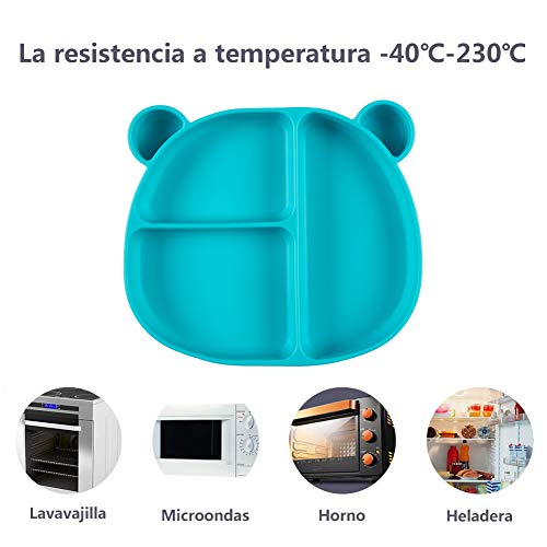 Homvik Plato de Silicona con Ventosa para Bebé Mantel Individual para Bebe Niños Plato Antideslizante Plato de Alimentación para BLW (Verde)