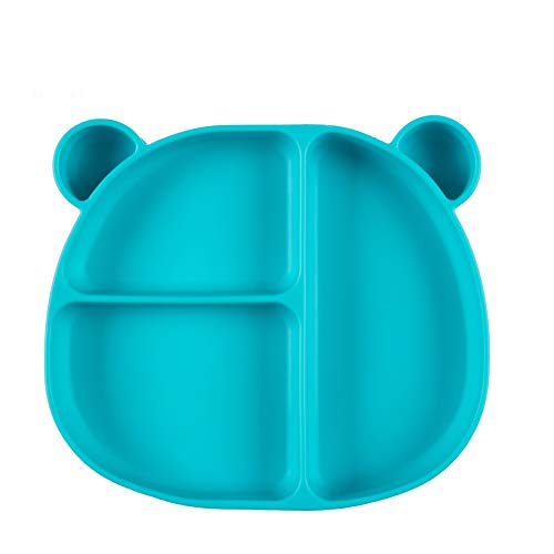 Homvik Plato de Silicona con Ventosa para Bebé Mantel Individual para Bebe Niños Plato Antideslizante Plato de Alimentación para BLW (Verde)