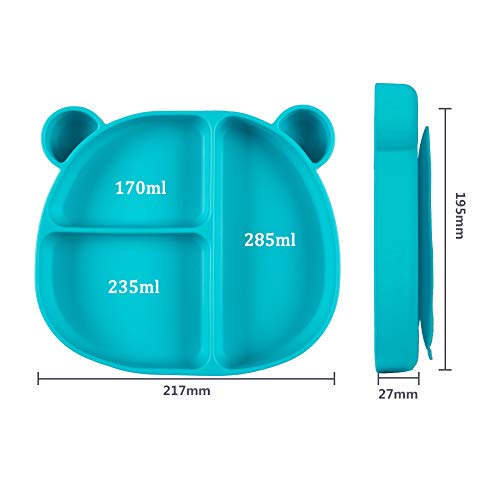 Homvik Plato de Silicona con Ventosa para Bebé Mantel Individual para Bebe Niños Plato Antideslizante Plato de Alimentación para BLW (Verde)