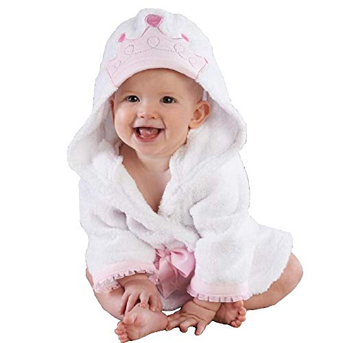 Hooyi Baby Little Princess - Albornoz con capucha para spa blanco blanco Talla:S(90cm)