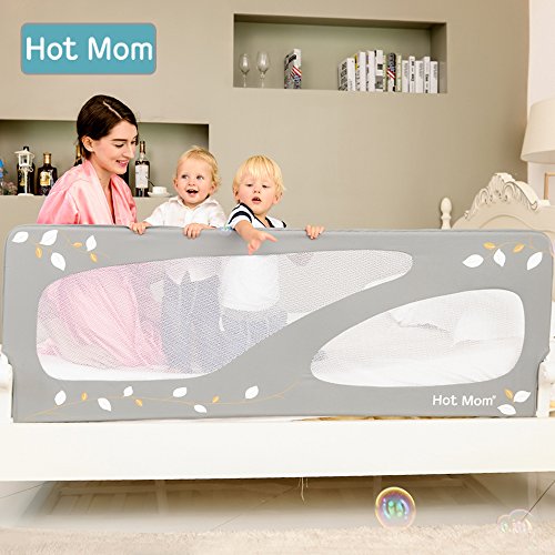 Hot Mom - barandillas de la cama 150 cm para bebés, portátil y estable, barrera de seguridad,color gris, 2020 new