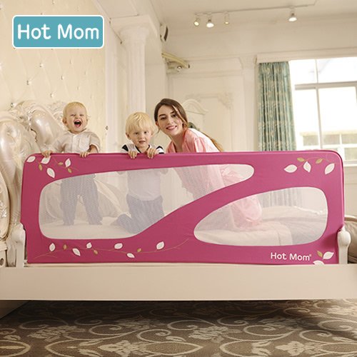 Hot Mom - barandillas de la cama 150 cm para bebés, portátil y estable, barrera de seguridad,color rosa, 2020 new