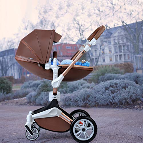 Hot Mom Silla de paseo Reversibilidad rotación multifuncional de 360 grados con buggy asiento y capazo 2020 Nueva actualización (Marrón) F023