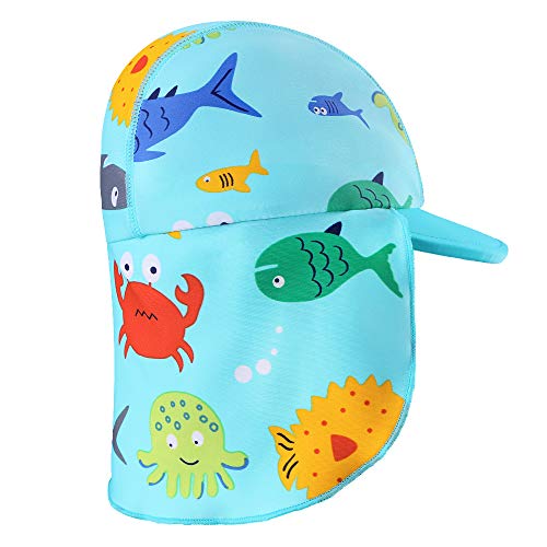 HUAANIUE Gorros de Natación Gorro de Baño para Niños Unisex Bloquear El Sol UPF 50+