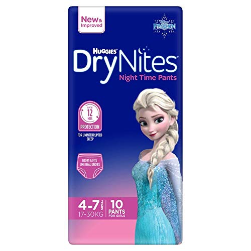 Huggies DryNites - Pañales de noche altamente absorbentes para la ropa de cama, para niñas, 4-7 años, 30 unidades