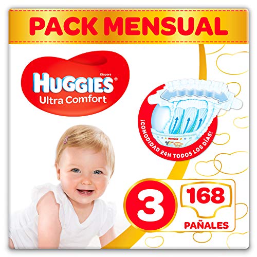 Huggies Ultra Comfort Pañales Talla 3 (4-9 Kg) - 168 Pañales