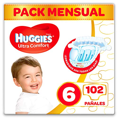 Huggies Ultra Comfort Pañales Talla 6 (15-30 kg), 3x 34 =102 pañales