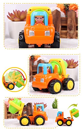 Huile Early Education Juguetes para niños de 18 Meses + (4 Elementos: Tractor, raspador, hormigonera y camión con volquete)