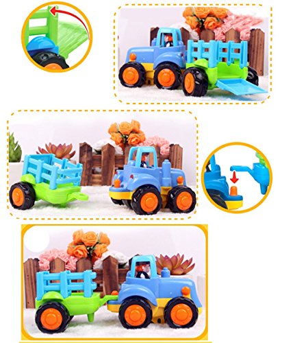 Huile Early Education Juguetes para niños de 18 Meses + (4 Elementos: Tractor, raspador, hormigonera y camión con volquete)