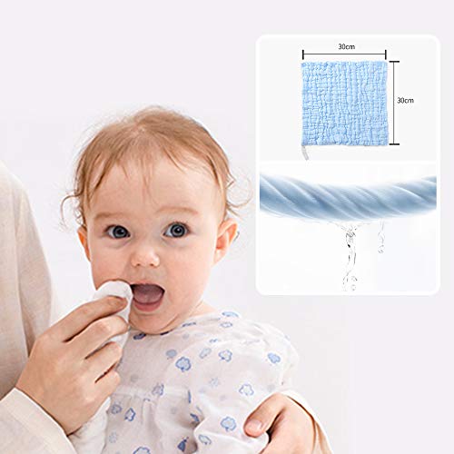 HyAdierTech 10 Pieza Muselinas Organicas para Bebe, Toalla Facial Infantil, 100% Algodón Gasa de Dibujos Muselinas de Algodón para Bebé, varias funciones, Accesorio de Bebé Pañuelo Para Niños (A)